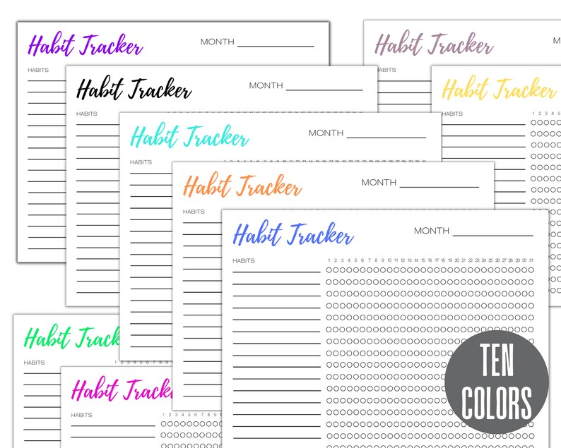 Monthly Daily Habit Tracker | Habit Planner | Routine Planner | Instant Download | Multiple Colors | Workout Schedule image 1