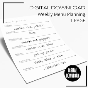 Printable Meal Planner | Weekly Food Tracker | Weekly Dinner Plan | Healthy Eating | Printable Meal Planner image 1