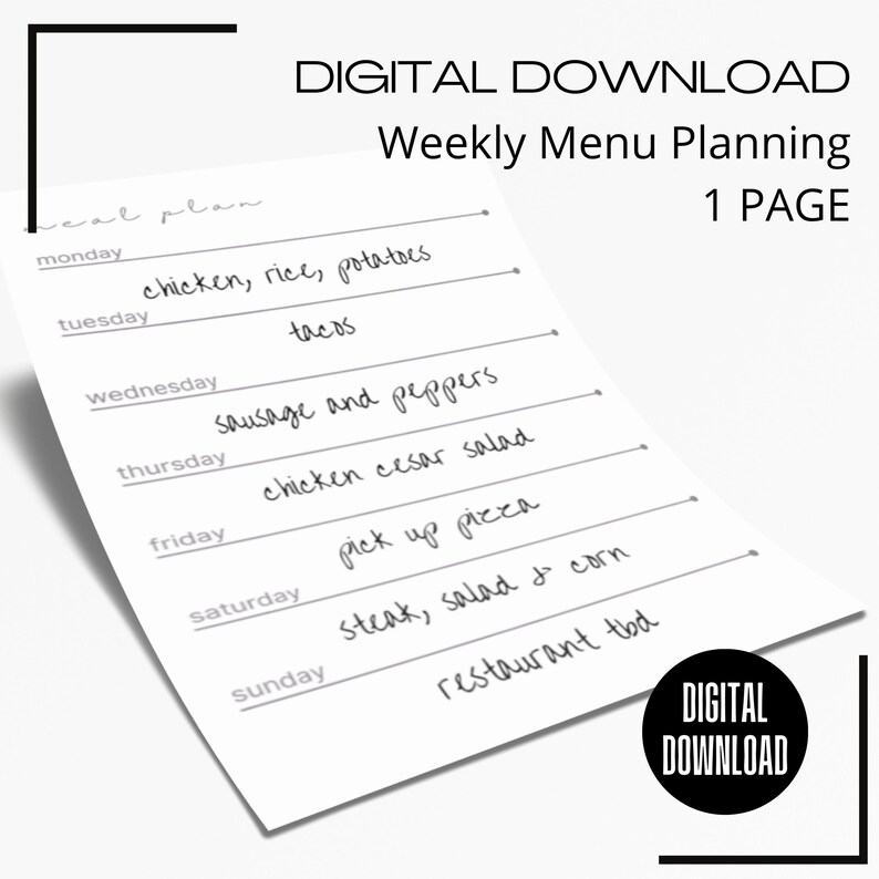 Printable Meal Planner | Weekly Food Tracker | Weekly Dinner Plan | Healthy Eating | Printable Meal Planner image 1