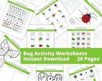 Kids Worksheets | Bugs & Insects Activities | Kindergarten Printable | Toddler Preschool Curriculum