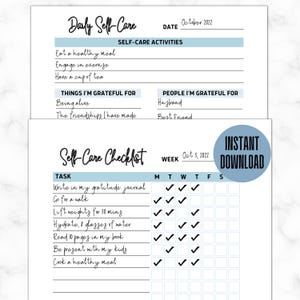 Self Care Checklist Journal | Wellness Planner | Mental Health Tracker | Daily Routine | Mindfulness Workbook | Digital Printable image 6