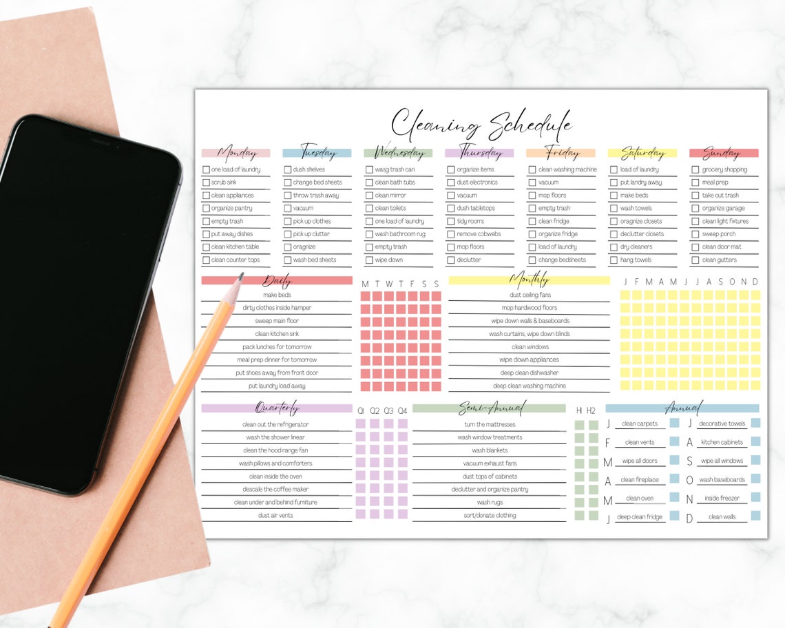 EDITABLE Cleaning Planner Checklist Cleaning Schedule Weekly Chores ...