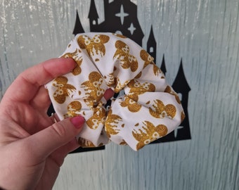 Mickey Mouse magic castle cotton handmade hair scrunchie