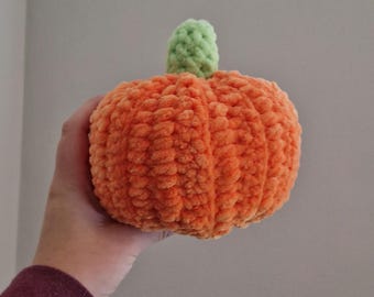 Chenille crochet pumpkin decoration plushie