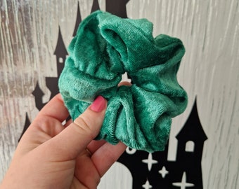 Green crushed velvet handmade hair scrunchie