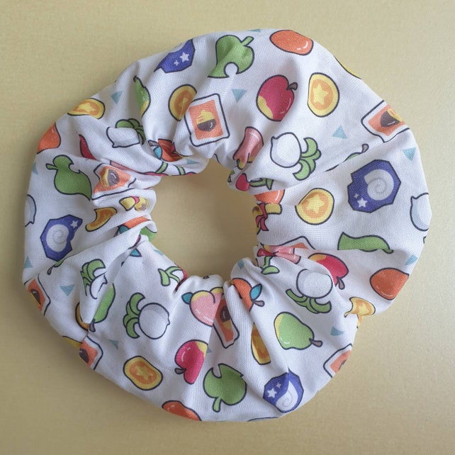 Animal Crossing icon inspired cotton handmade hair scrunchie