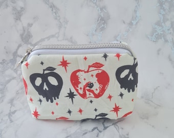Poison Apple Snow White, Evil Queen small cosmetic bag makeup pouch with zipper pull