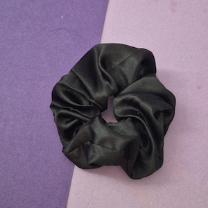 Black satin handmade hair scrunchie