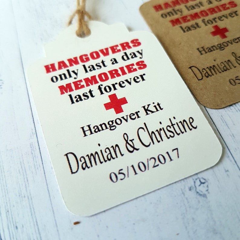 hangover kit tags personalised wedding hangover kit labels etsy
