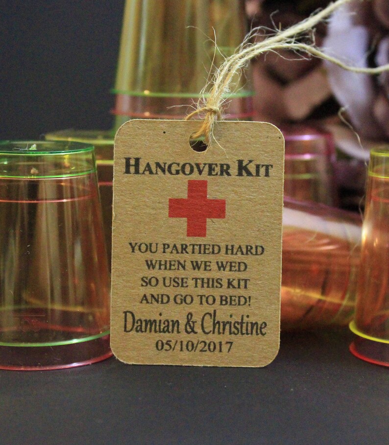 Hangover Kit Tags Personalised Wedding Hangover Kit - Etsy UK