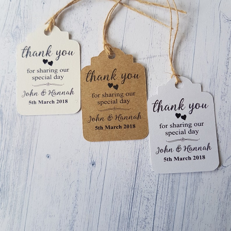 Thank You For Sharing Our Special Day With Us Tag, Personalised Wedding, Engagement, Party Favours, Baby Shower Gift Bag Labels,  TGS182 