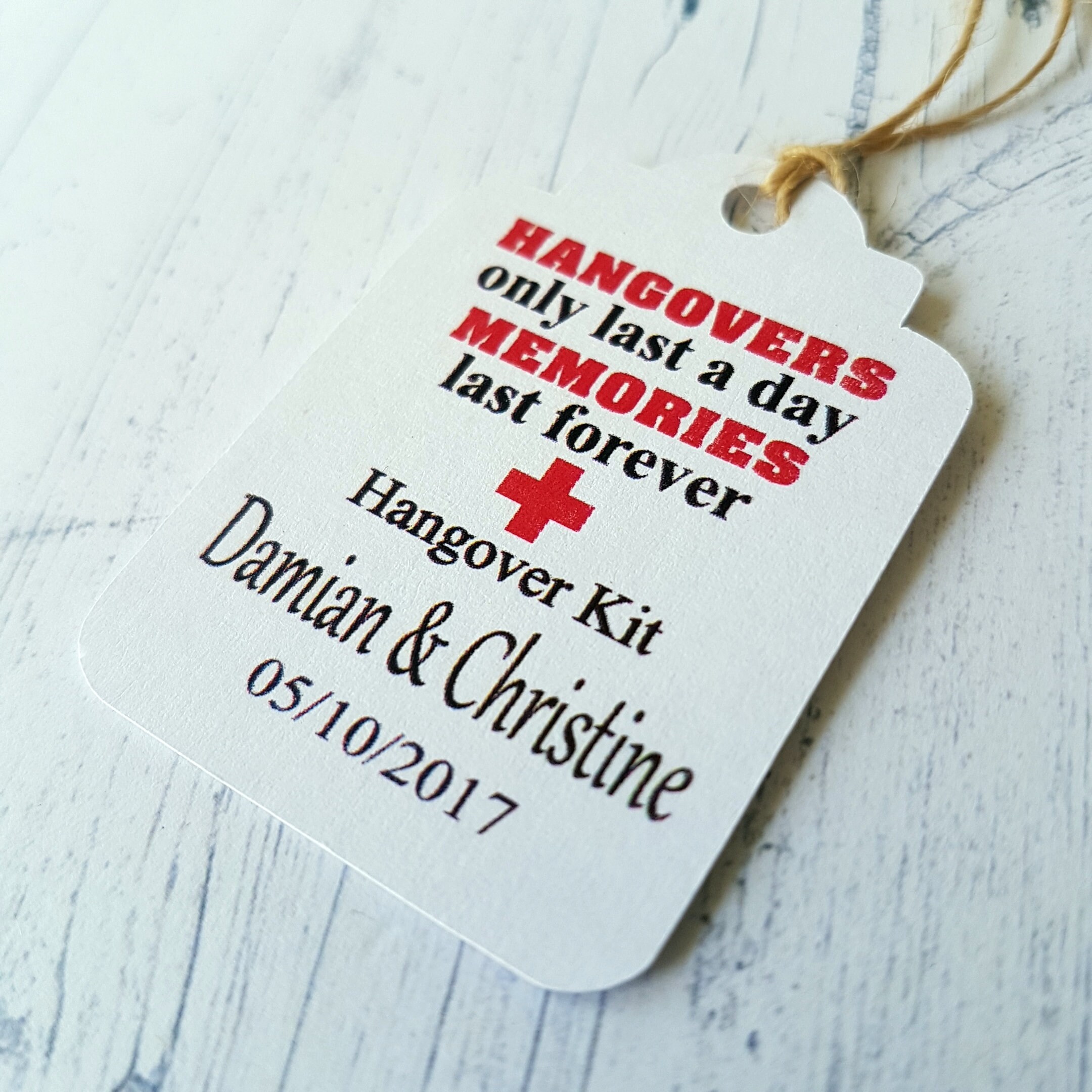 Hangover Kit Tags Personalised Wedding Hangover Kit Labels - Etsy Ireland