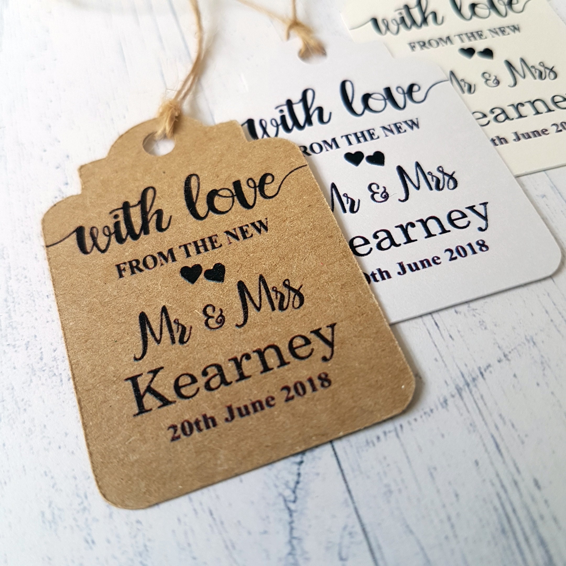 10 Kraft White Gift Tags Wedding Favour Love is Sweet Bomboniere Personalised