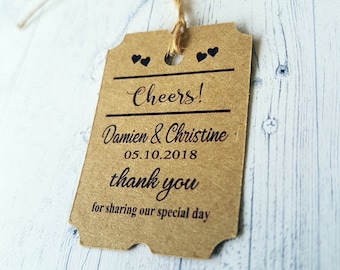 10 Kraft Ivory Gift Tags Wedding Favour Personalised Embossed Thank You o7
