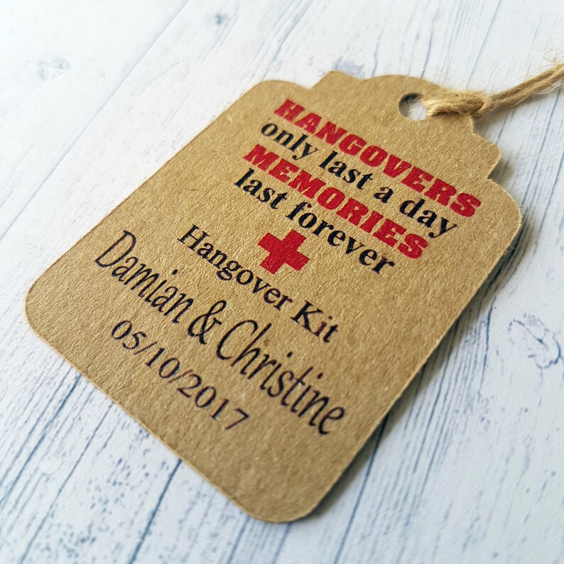 Hangover Kit Tags Personalised Wedding Hangover Kit Labels - Etsy Ireland
