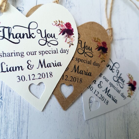 Personalised Wedding Tags Kraft Brown Thank You Our Special Day Favour Gift 