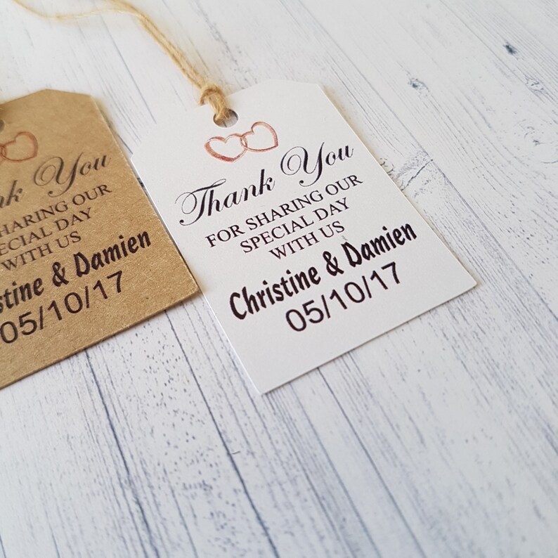 Personalised Grey Wedding Favour Tags Thank you for sharing our special day LC 