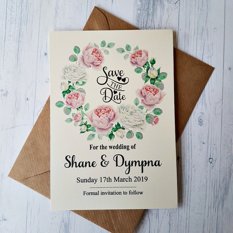50 Personalised Floral Wedding Save The Dates