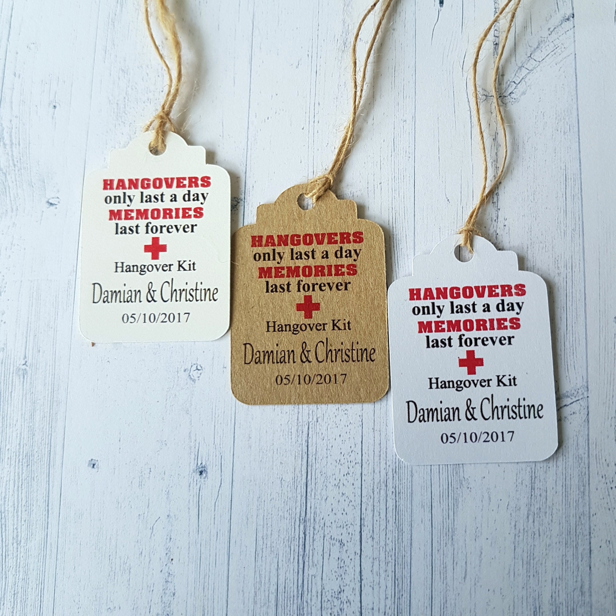 Hangover Kit Tags Personalised Wedding Hangover Kit Labels - Etsy Ireland
