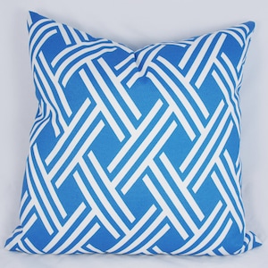 Lattice Blue White- Outdoor Pillow Cushion Cover - Accent Pillow - Throw Pillow - Indoor Outdoor