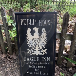 Eagle Inn Tavern, Eagle Inn Sign, Colonial Decor, Early American Decor, Original Design of The Primitive Sampler