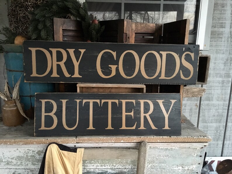 Dry Goods Primitive Signs Early American Decor Colonial Etsy