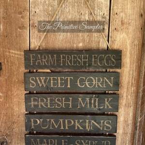 Hanging Market Sign in Black and Mustard, Vegetable Menu, Menu Board, Market Sign, Farmers Market