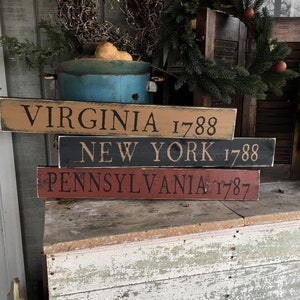 State Joined Union, State Signs, Colonial Decor, Early American Decor, Primitive Decor, Americana