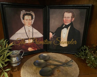 Mr and Mrs Pearce Canvas Prints, Set of Mr and Mrs Pearce, Set of Framed Mr and Mrs Pearce , Colonial Couple Prints