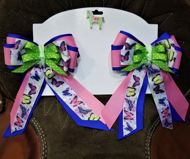 Colorful Butterflies Horse Show Hair Ribbons for Girls Etsy