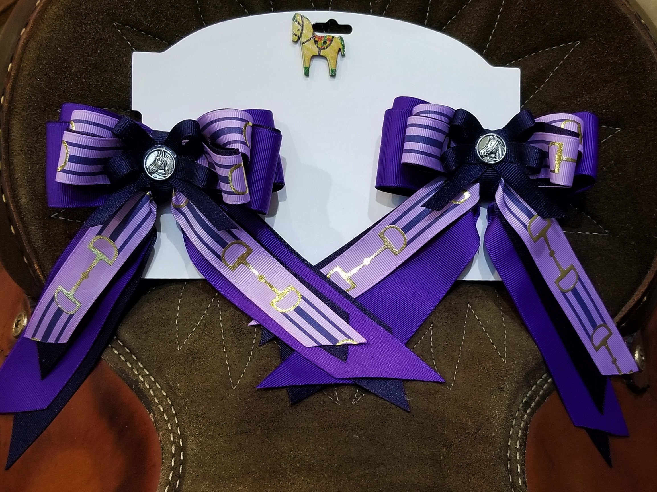 Navy & Purple Horse Show Hair Ribbons for Girls modern Snafflebit Style Etsy