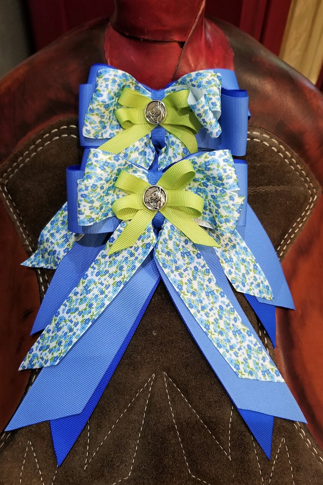 Blue, Floral Horse Show, Hair Ribbons for Girls floral Collection Etsy
