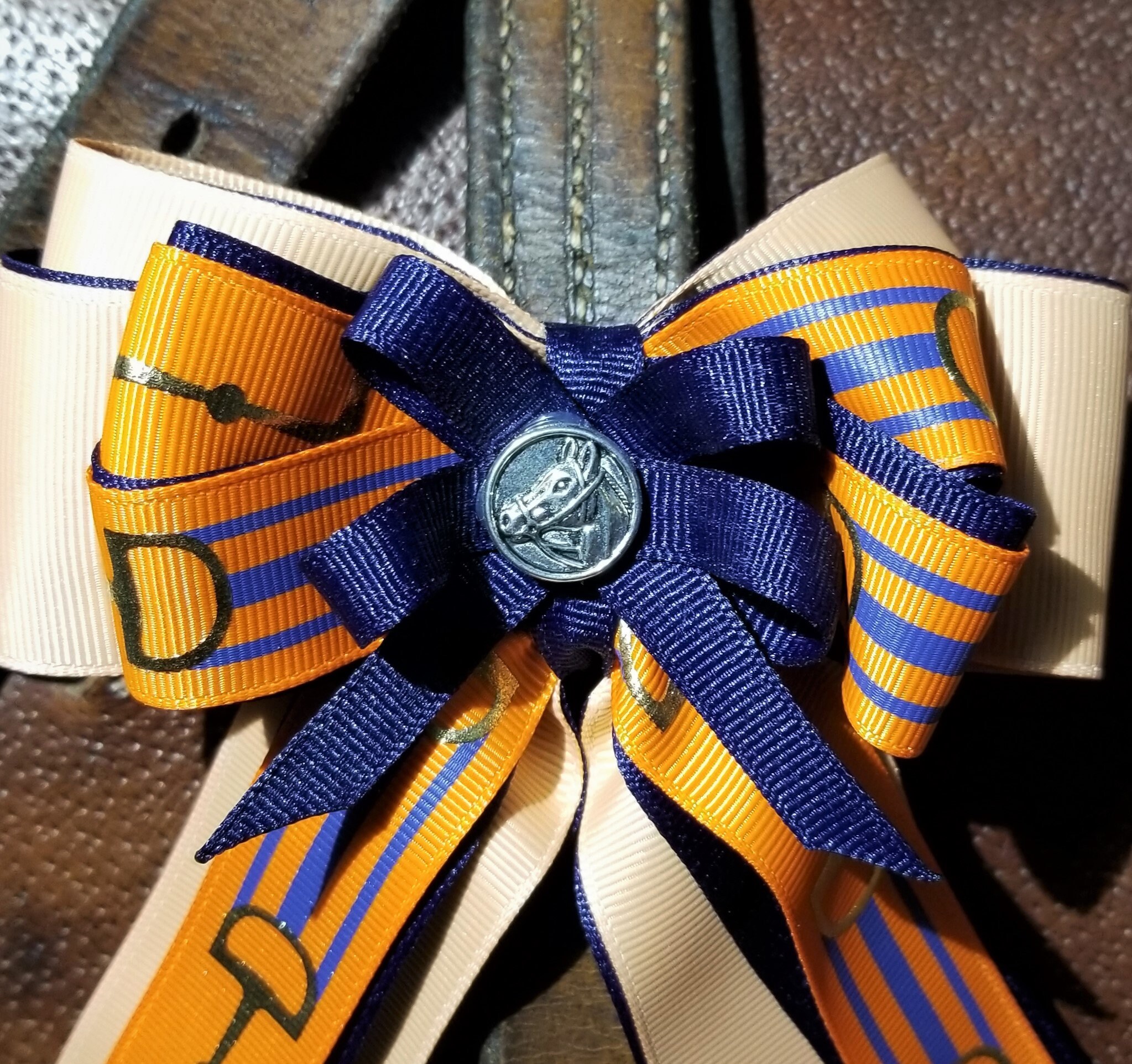 21. Navy & Orange Horse Show Hair Ribbons for Girls modern Etsy UK
