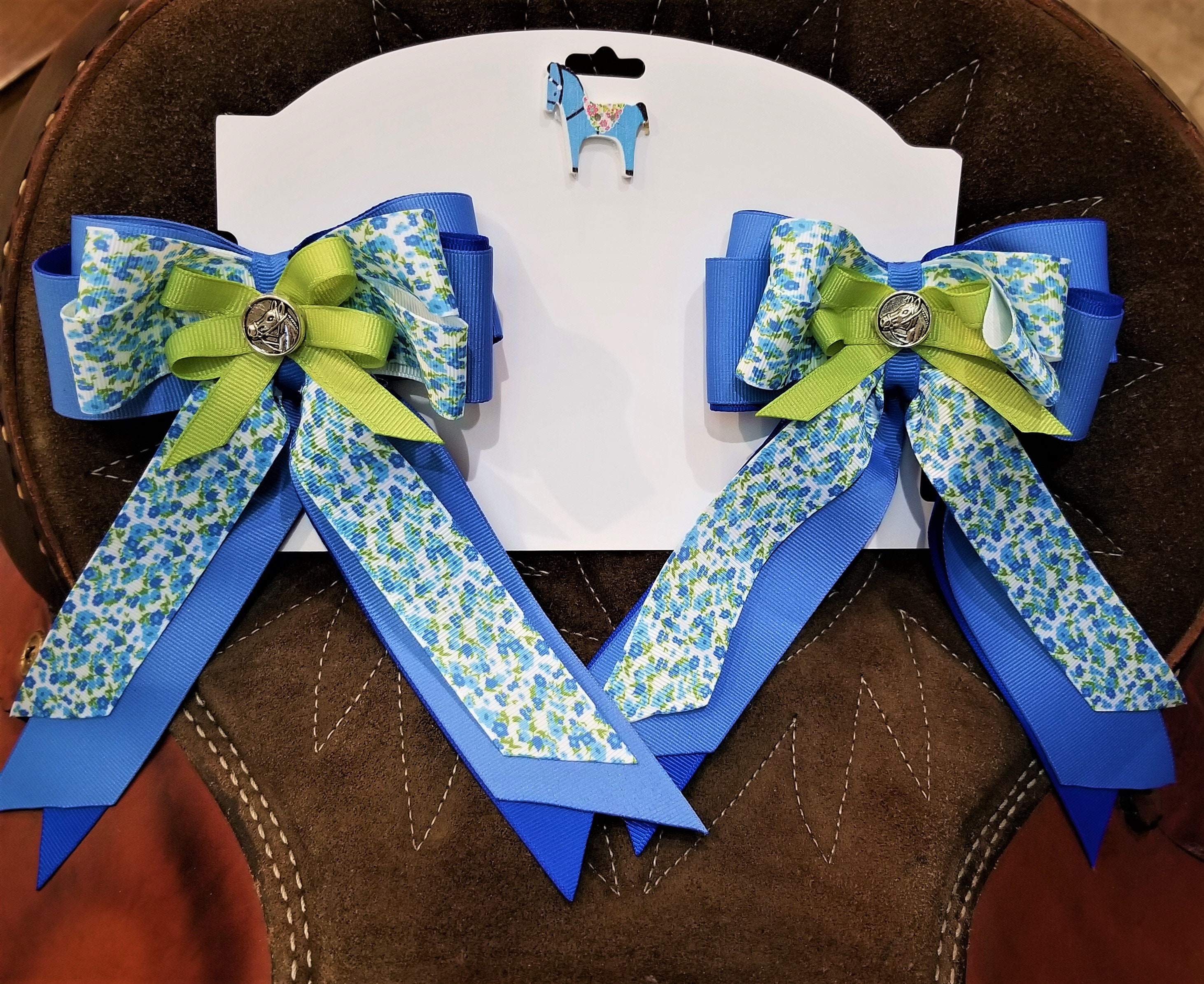 Blue, Floral Horse Show, Hair Ribbons for Girls floral Collection Etsy