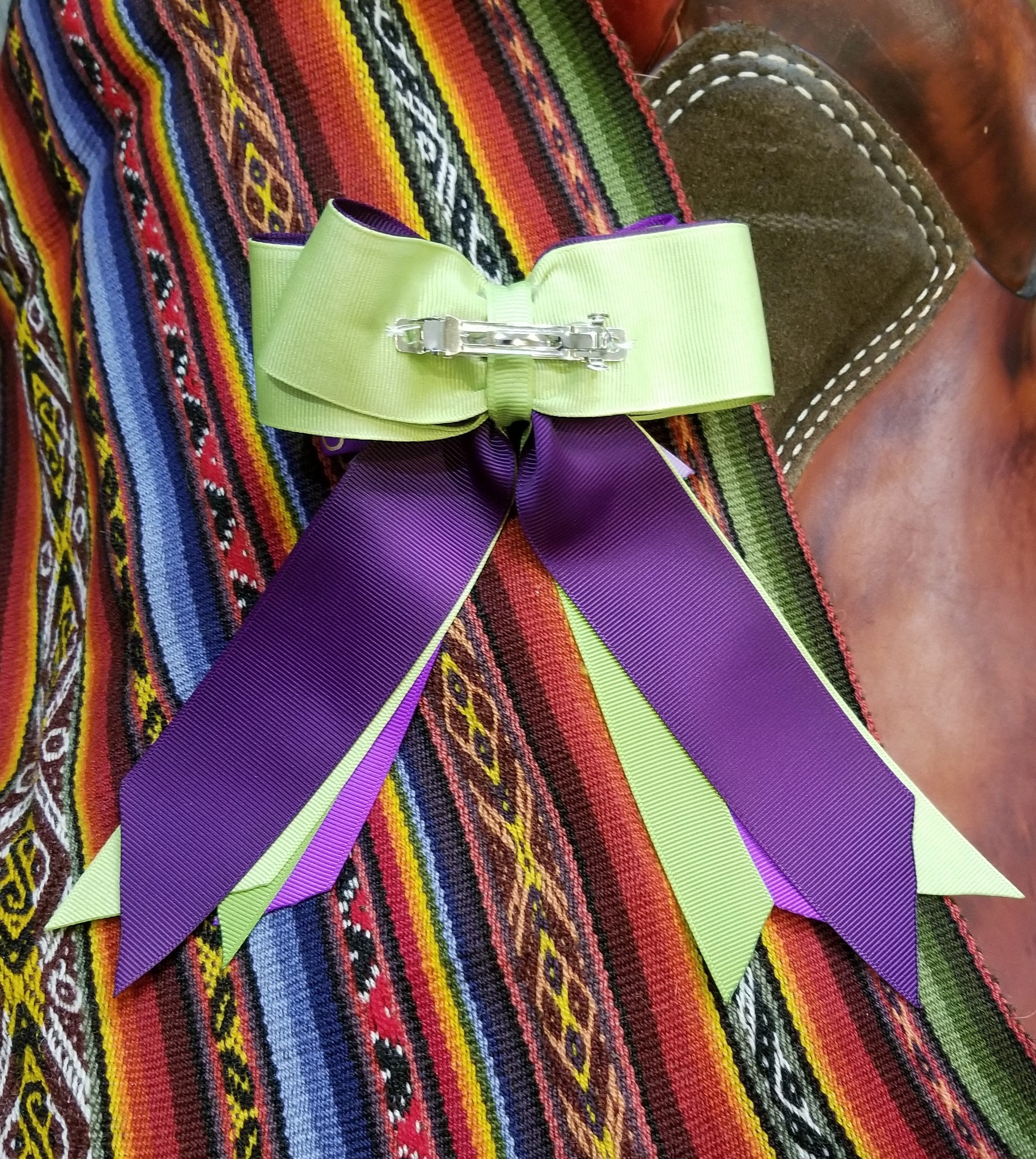 Green Apples & Purple Mums Horse Show Hair Ribbons for Etsy