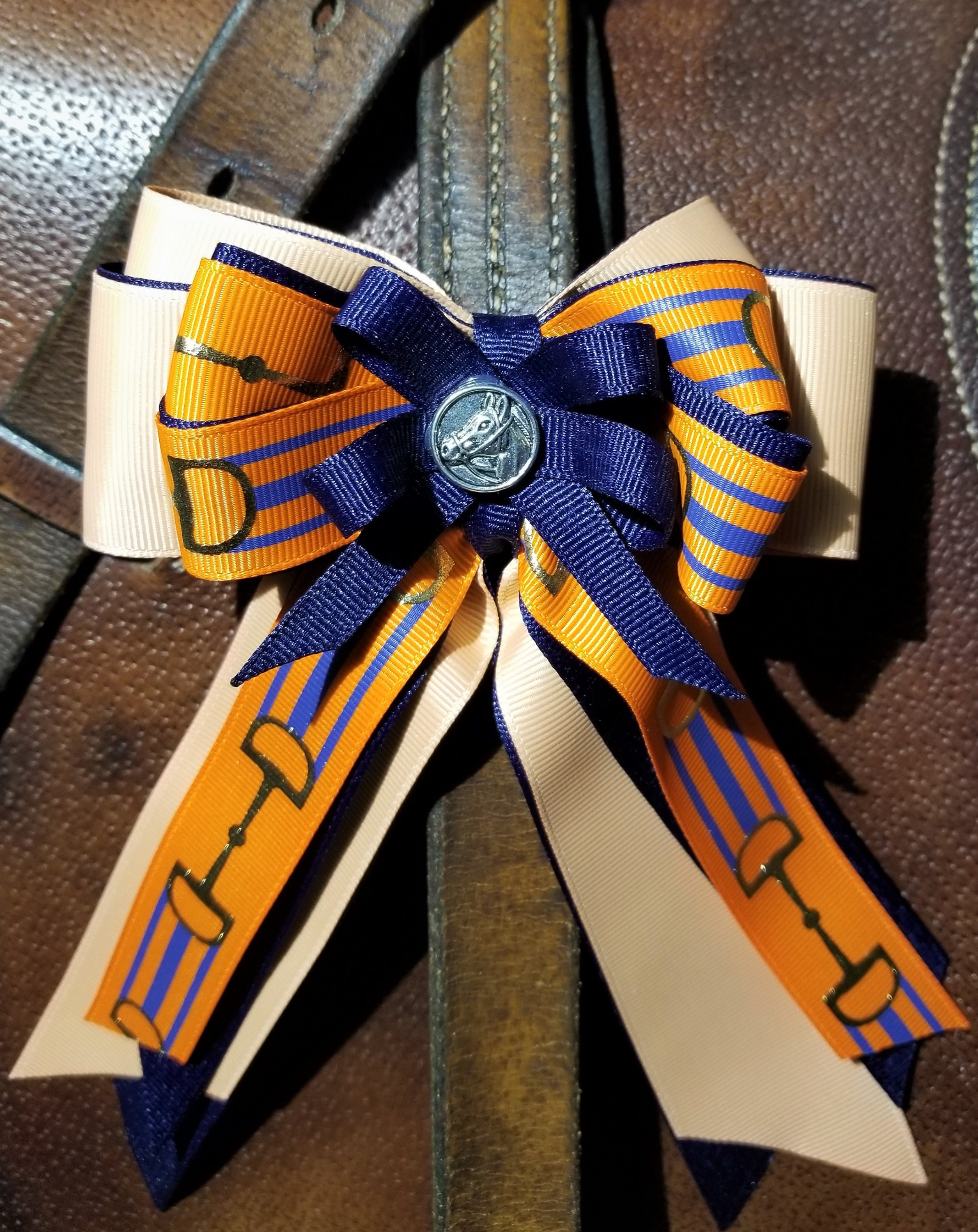 21. Navy & Orange Horse Show Hair Ribbons for Girls modern Etsy UK