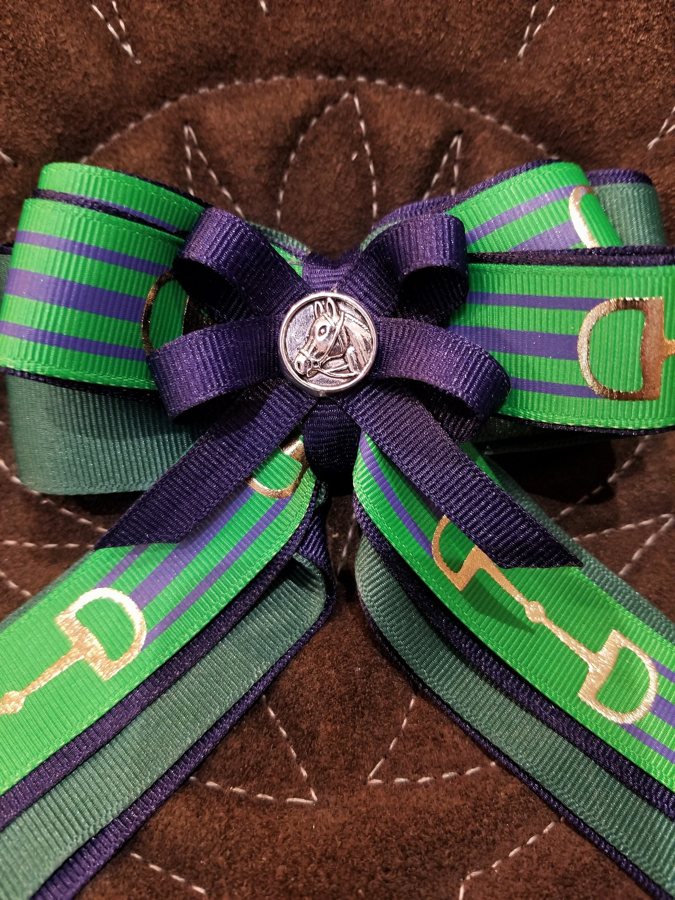 Navy & Green Horse Show Hair Ribbons for Girls modern Snafflebit Style Etsy
