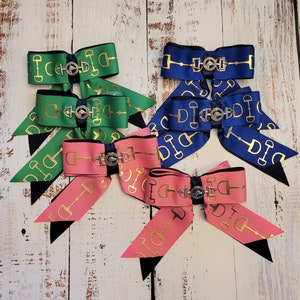 Short Equestrian Hair Ribbons #2: Royal Blue, Pink & Emerald-Green