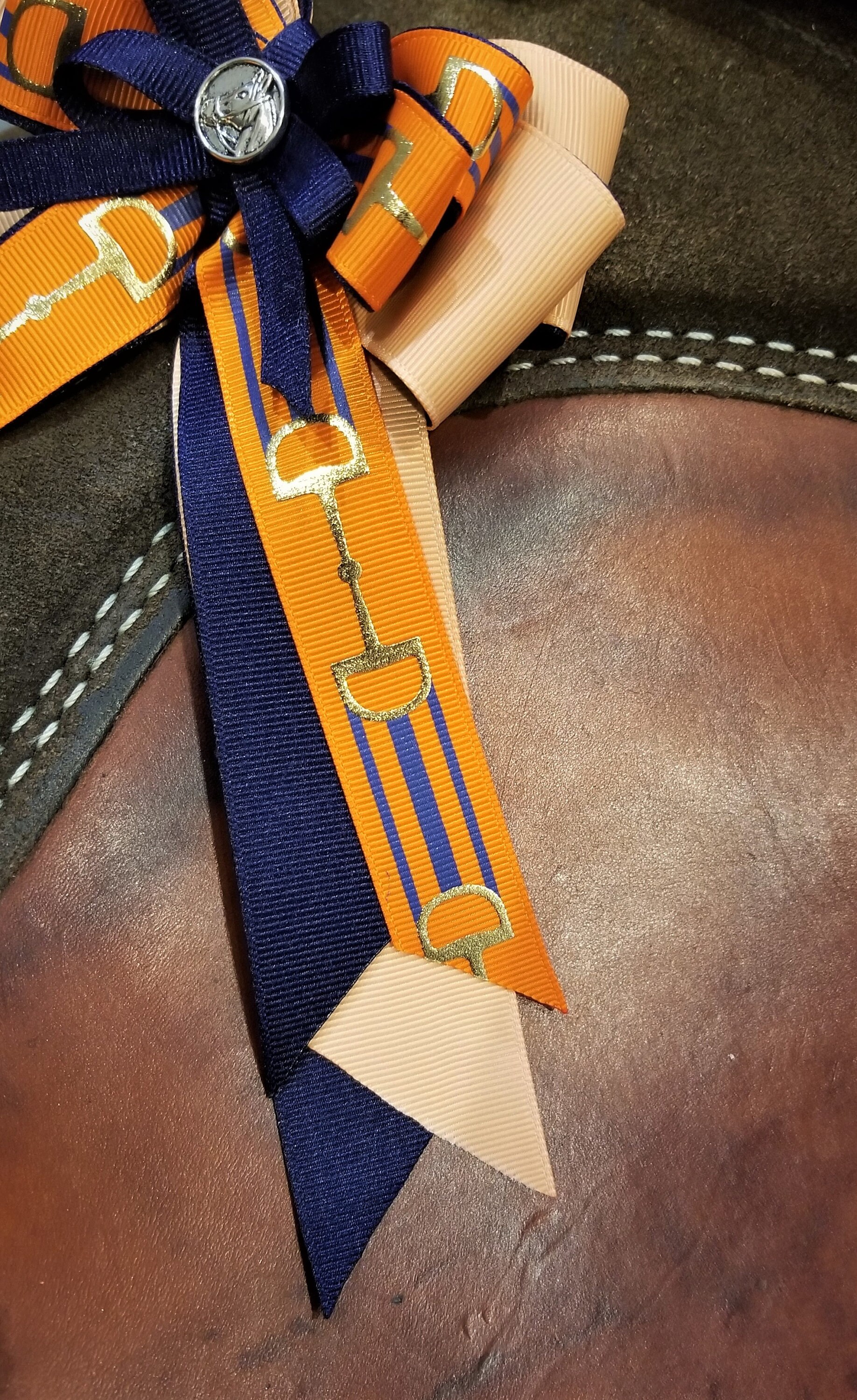 21. Navy & Orange Horse Show Hair Ribbons for Girls modern Etsy UK