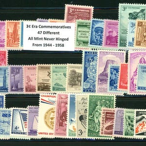 United States - 3c Commemoratives - Mint Never Hinged - Collections of 47 all Different Stamps