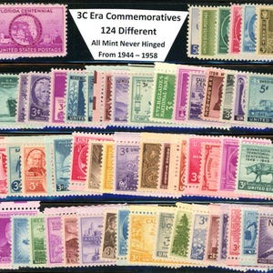 United States - 3c Commemoratives - Mint Never Hinged - Collections of 124 all Different Stamps