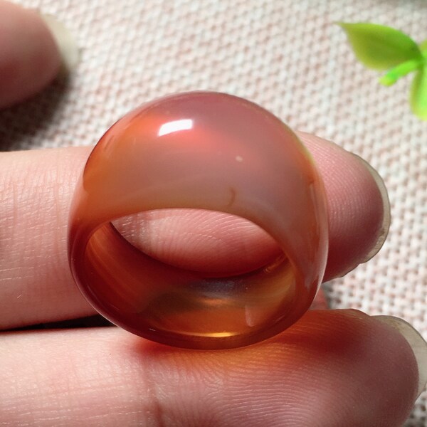 Free Shipping - Natural Agate Forehead Ring (US Size 17.5mm)