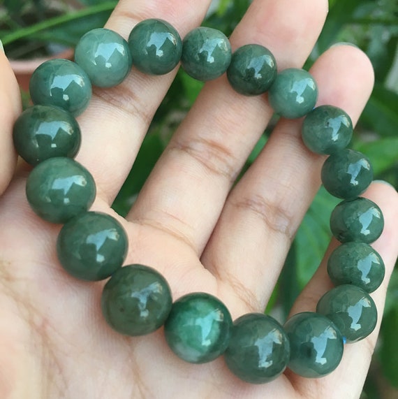 Free transportation beautiful oil green jade beads bracelet | Etsy