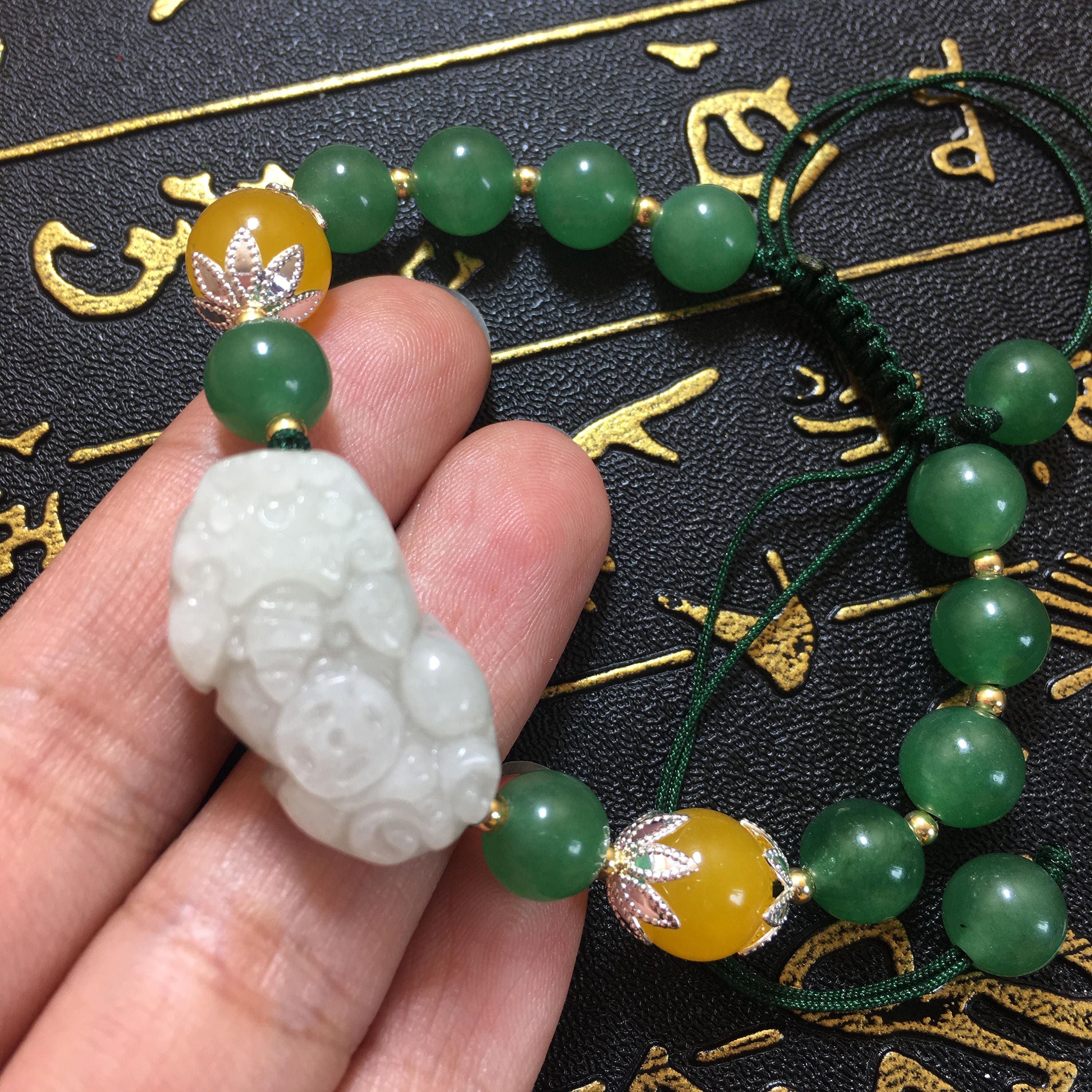Natural green Dongling jade 貔 貔 bracelet ethnic style single Etsy