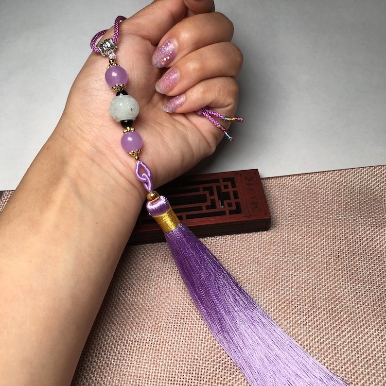 for handbags and any bags Dream Purple Tassel Bag Pendant Free Shipping-Natural Jadeite Carved Rune Beads