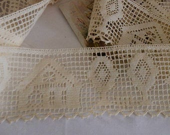 Vintage french bobbin lace du Puy, 100% cotton