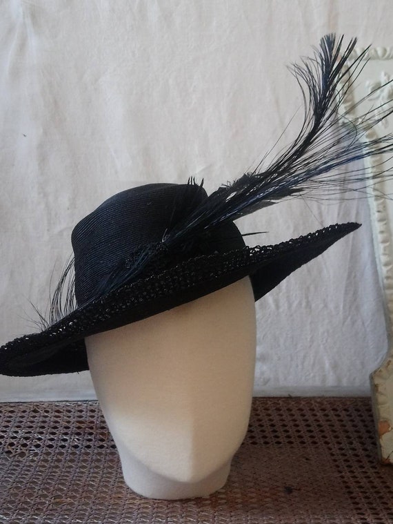 Antique french hat, vintage hat, 1910 hat, feathe