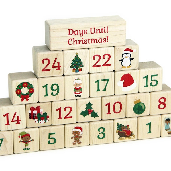 Advent Calendar 26 piece Maple Blocks Set | Christmas Countdown Christmas Calendar Advent Gifts Advent Toy Christian Christmas Toys