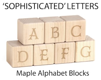 28 pc Sophisticated Letter Maple Alphabet Blocks | Engraved Wood ABC Blocks Wooden Alphabet Blocks Letter Blocks Baby Wood Baby Shower Gift