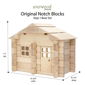 Buildable Dollhouse Interlocking Notch Blocks | Solid Hard Maple 1:12 Scale Premium Natural Play Set by Everwood Friends made in Minnesota bild 16